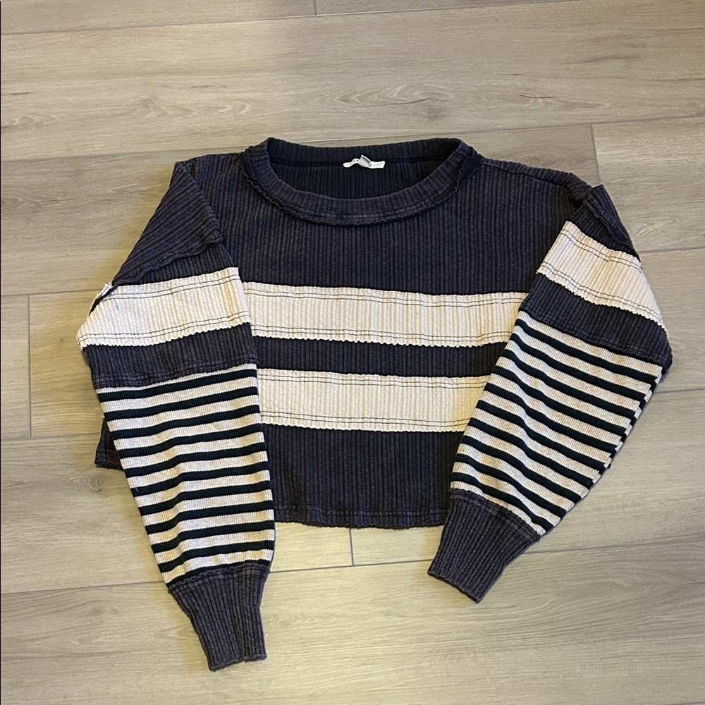 Oli & Hali Navy and Cream Striped Top